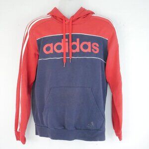 Adidas Mens Hoodie Med Red White Blue 3 Stripe Sleeve Spellout Outdoors